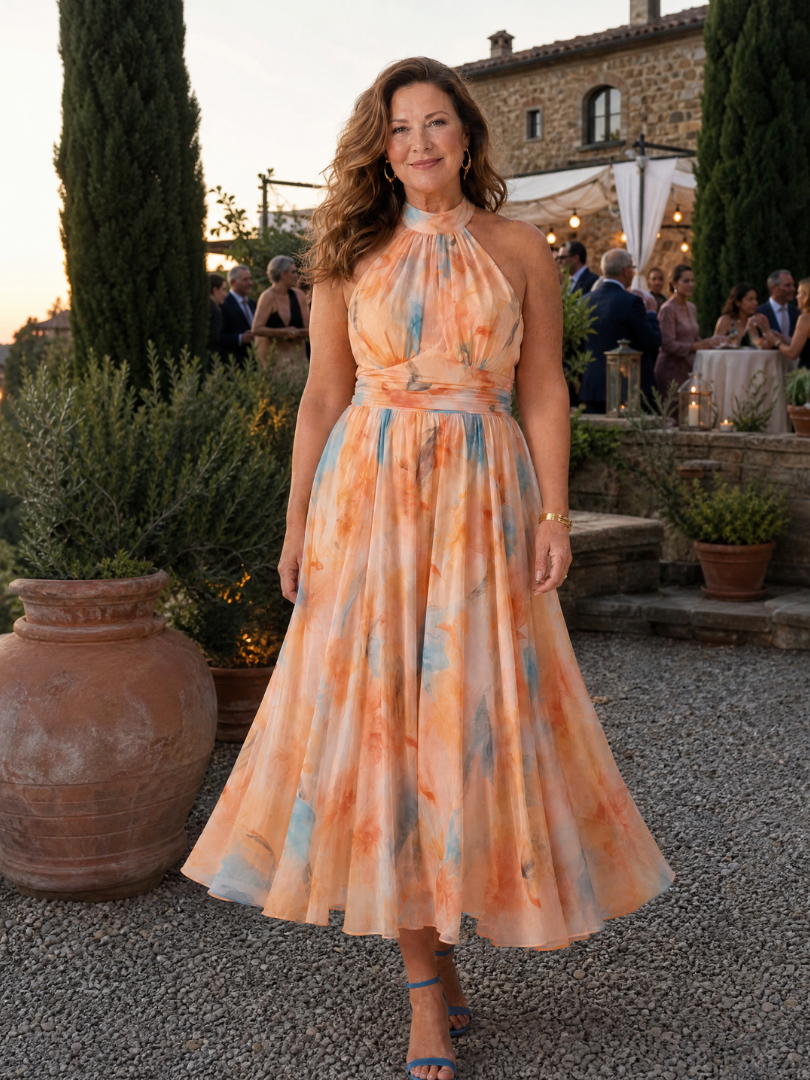 Elin | Abito Midi Elegante con Scollo Halter per un Look Chic