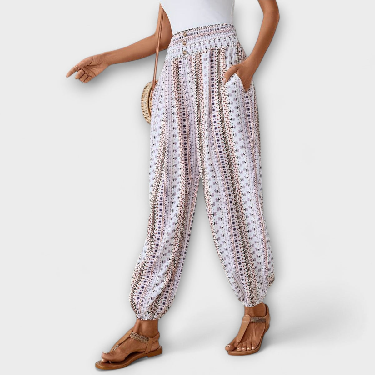 Escarlete - Pantaloni Etnici alla Moda con Grafica Unica