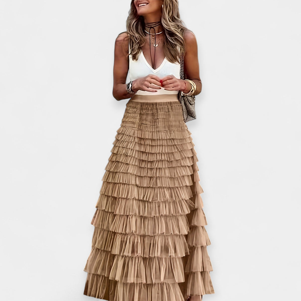 Stupenda Gonna Boho in Raso: Eleganza e Stile Unico