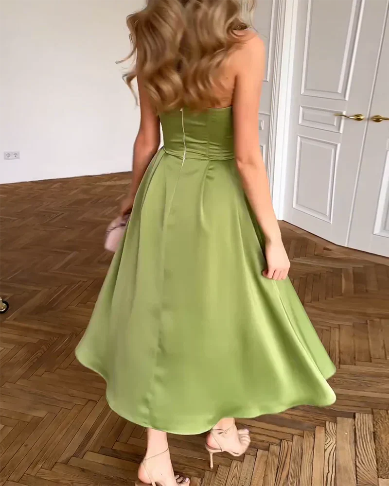 Liora | Abito Midi Chic Senza Spalline per un Look Elegante