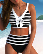 ALINA™ | Bikini a Strisce con Vita Alta - Stile e Comfort per l'Estate!