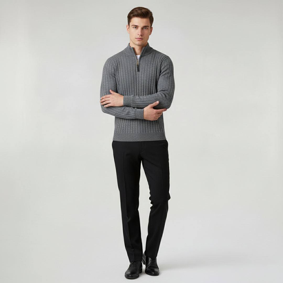 ZERMATT Maglione Mezza Zip Collo Alto - Stile e Comfort per l'Inverno