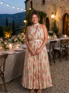 Aurelle | Abito Midi Floreale con Scollo Halter - Eleganza e Stile per Ogni Occasione!