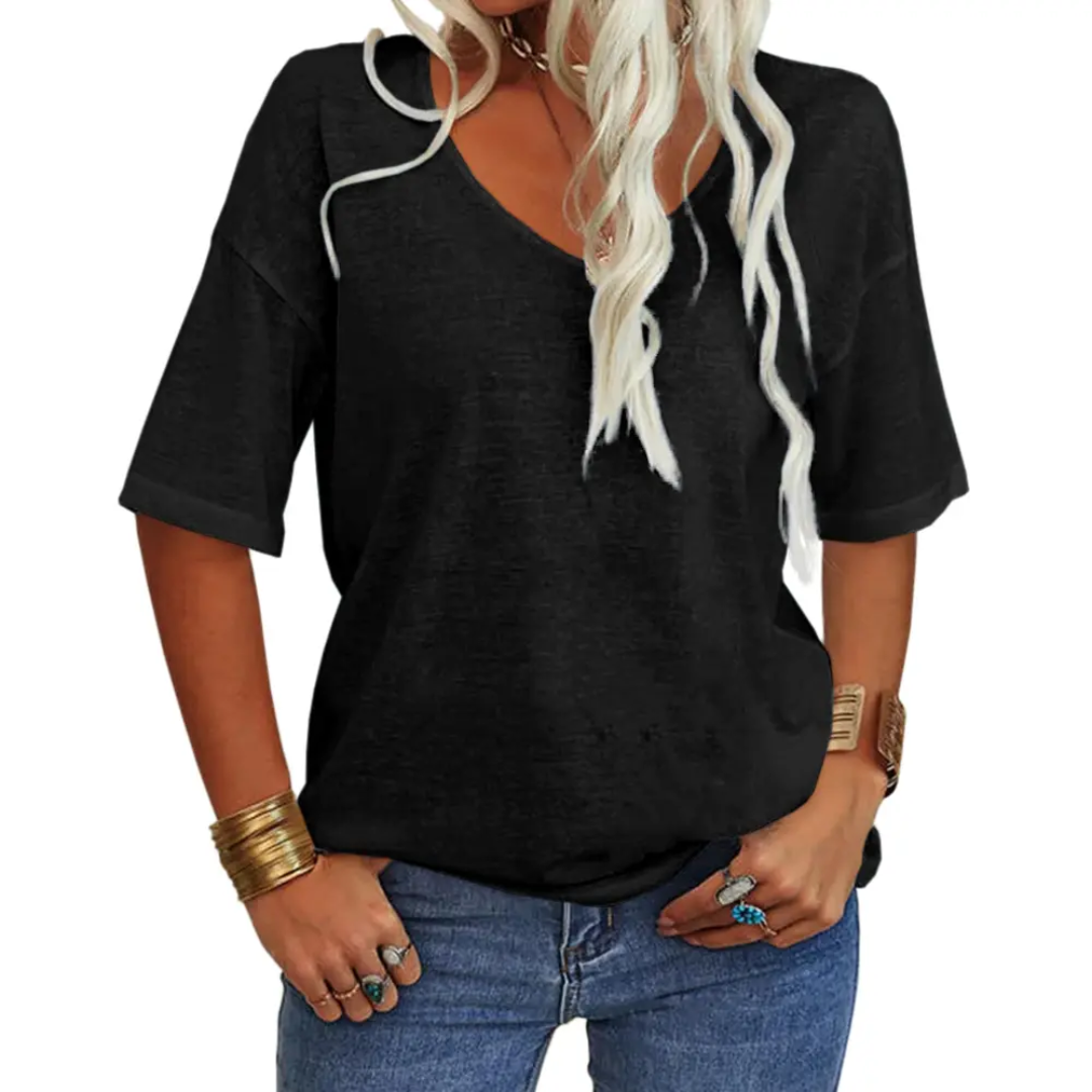 KATIE™ | T-shirt Essenziale Relaxed con Scollo a V