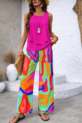 NUNZIATINA™ | Completo estivo 2 pezzi – Top senza maniche e pantaloni a gamba larga con stampa colorata