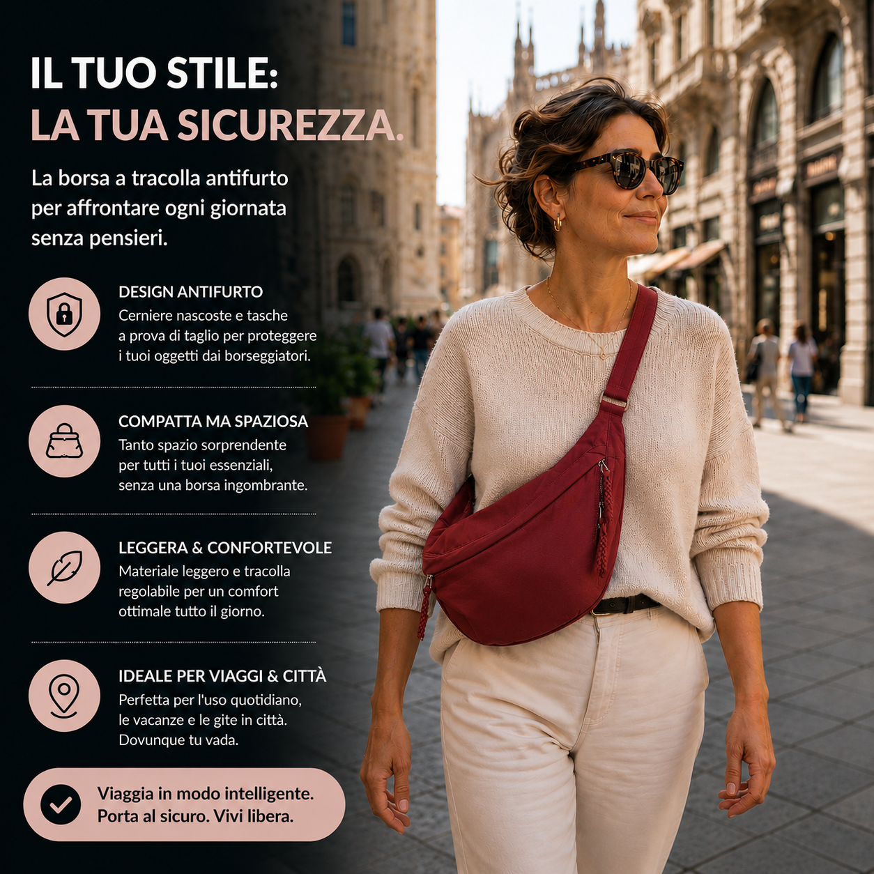 SERAFINA™ | Elegante Borsa a Spalla Bordeaux