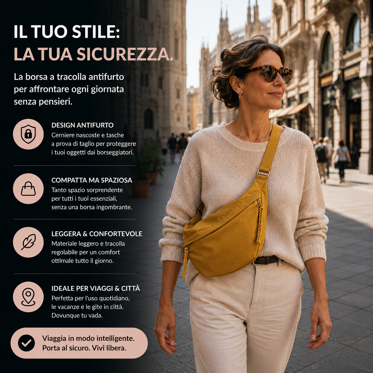 FERNANDE™ | Borsa a Spalla Ocra Elegante e Versatile