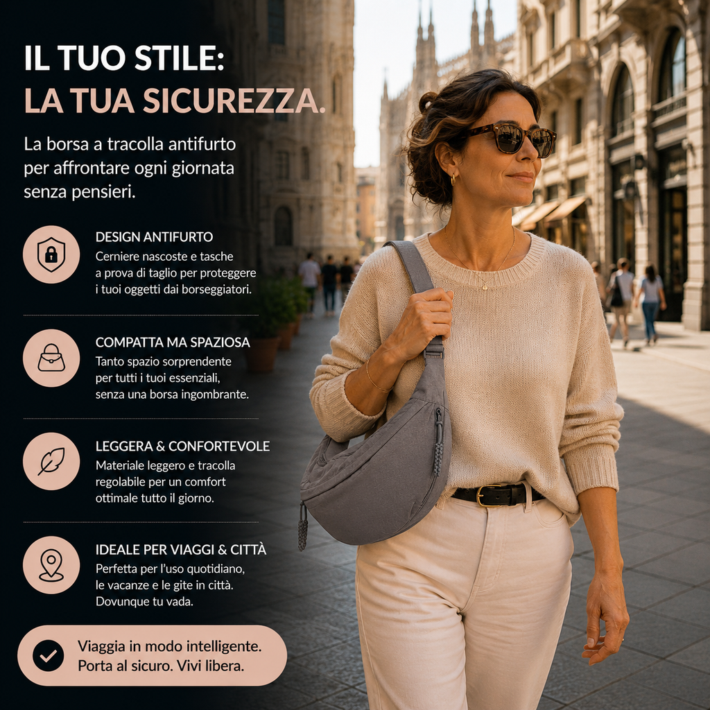 ROSSELLA™ | Borsa a Spalla Grigia Elegante e Versatile