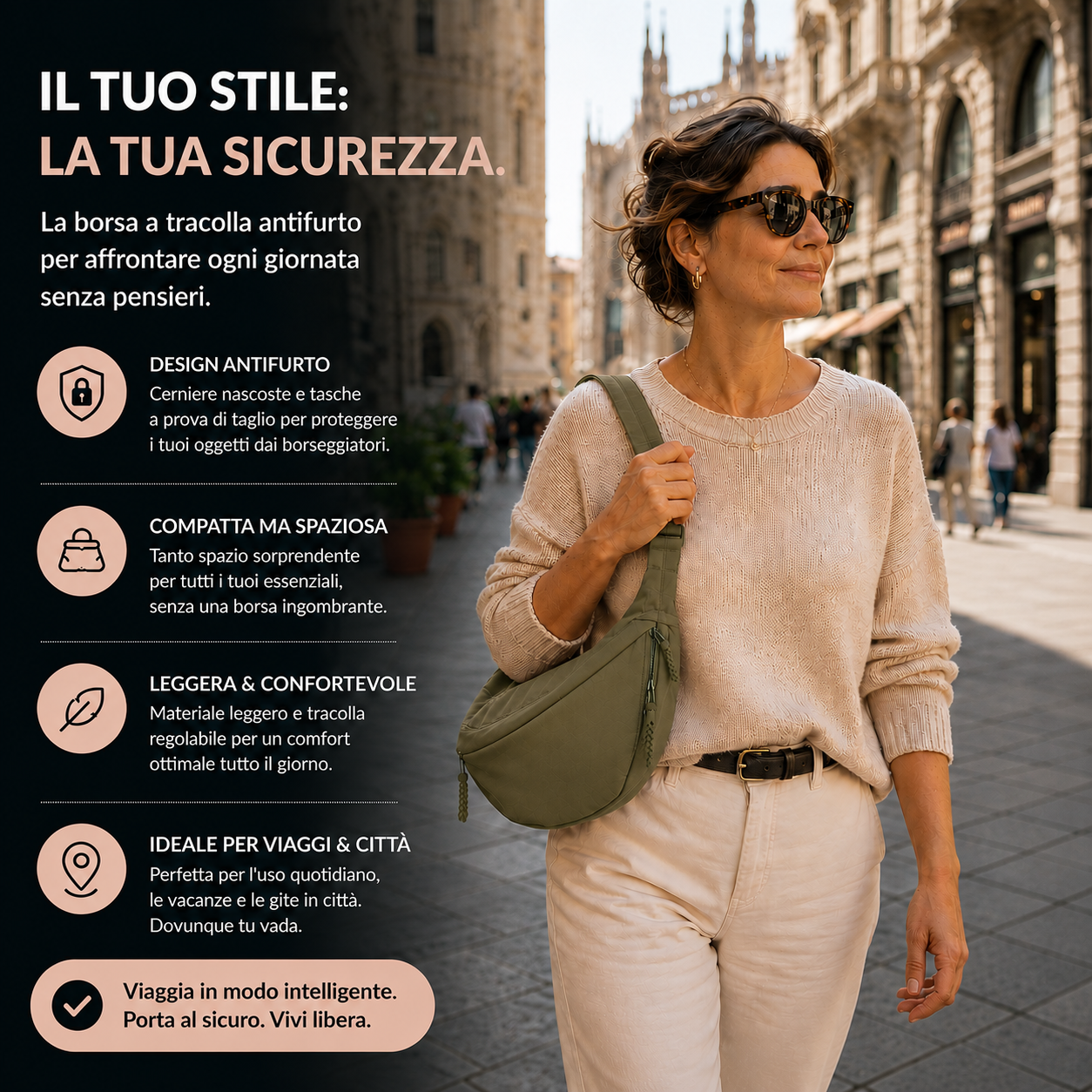 AGATA™ | Elegante Borsa a Spalla Verde Oliva