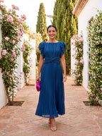 Seraphina | Maxi Abito Plissettato Elegante con Vita Annodata - Stile e Comfort per Ogni Occasione!
