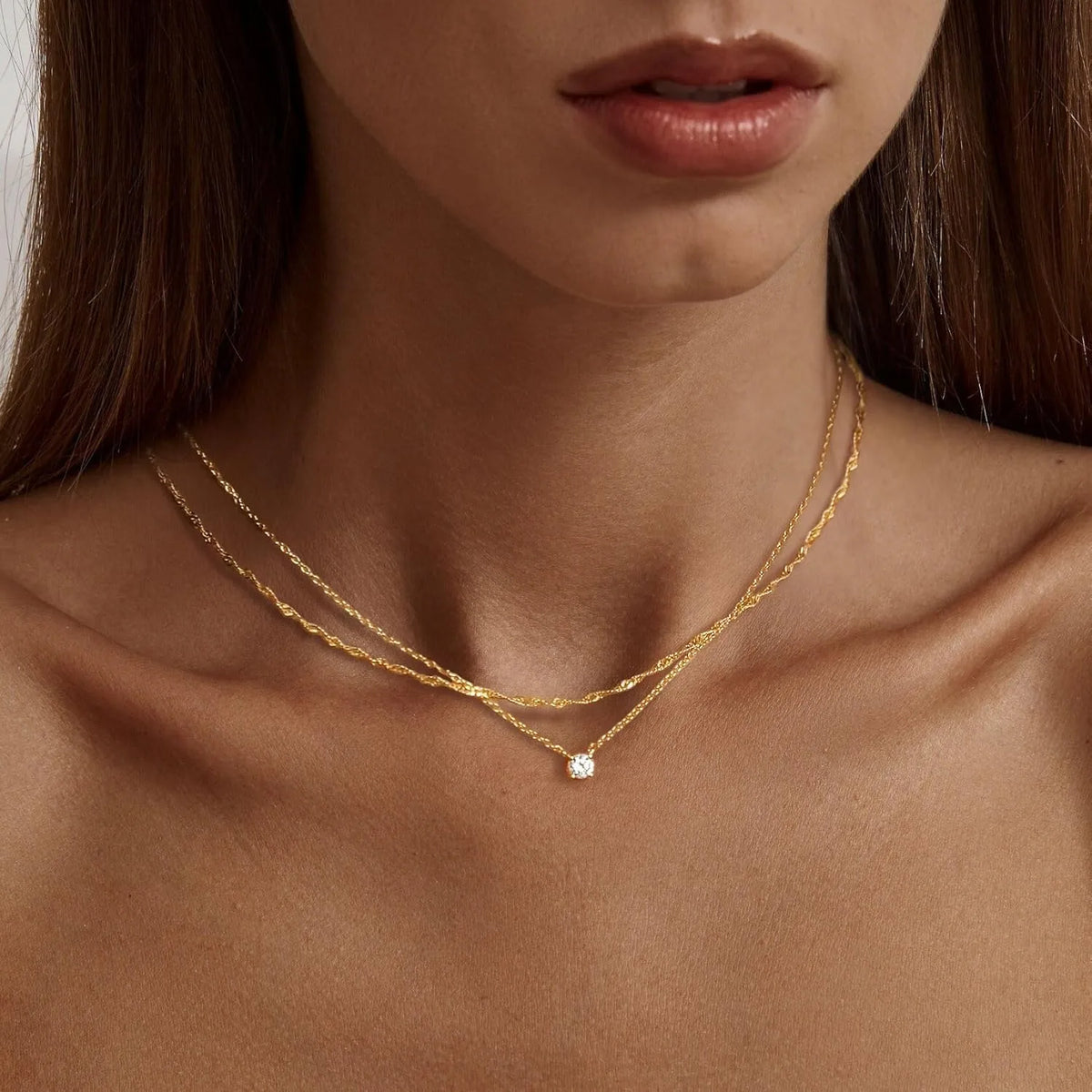REBECCA™ | Collana a più fili minimalista – Eleganza senza tempo con ciondolo in zirconia cubica