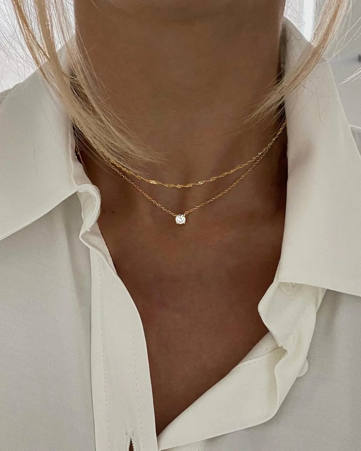 REBECCA™ | Collana a più fili minimalista – Eleganza senza tempo con ciondolo in zirconia cubica