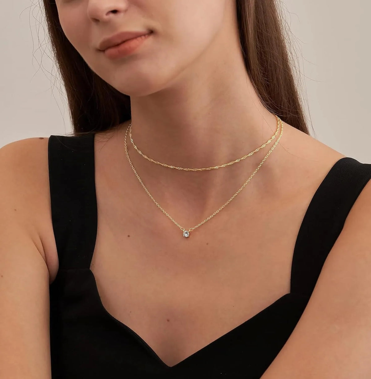 REBECCA™ | Collana a più fili minimalista – Eleganza senza tempo con ciondolo in zirconia cubica
