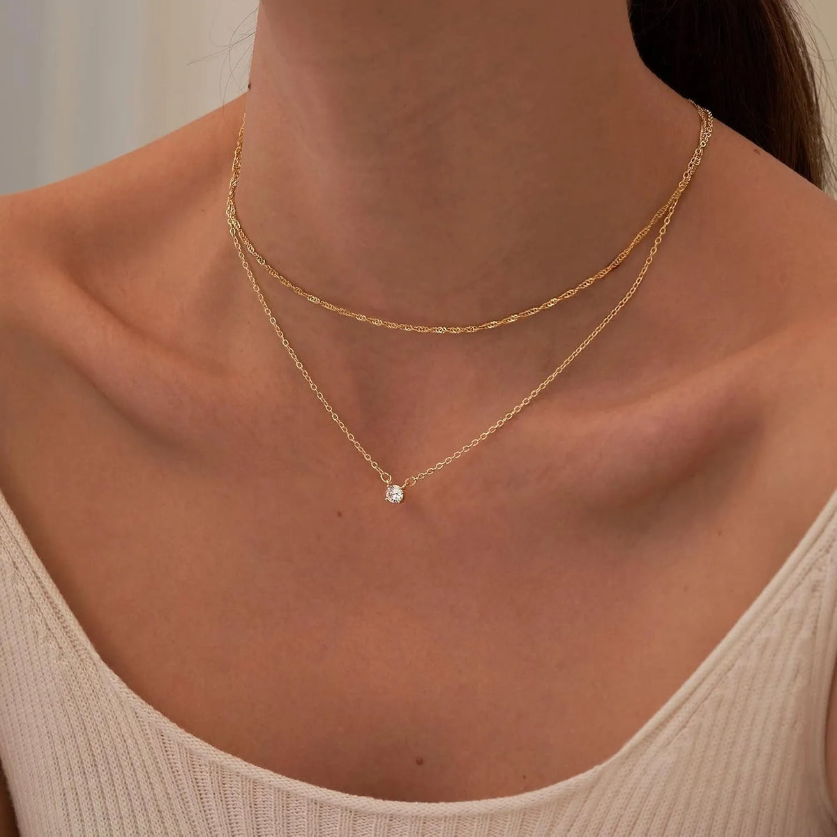 REBECCA™ | Collana a più fili minimalista – Eleganza senza tempo con ciondolo in zirconia cubica
