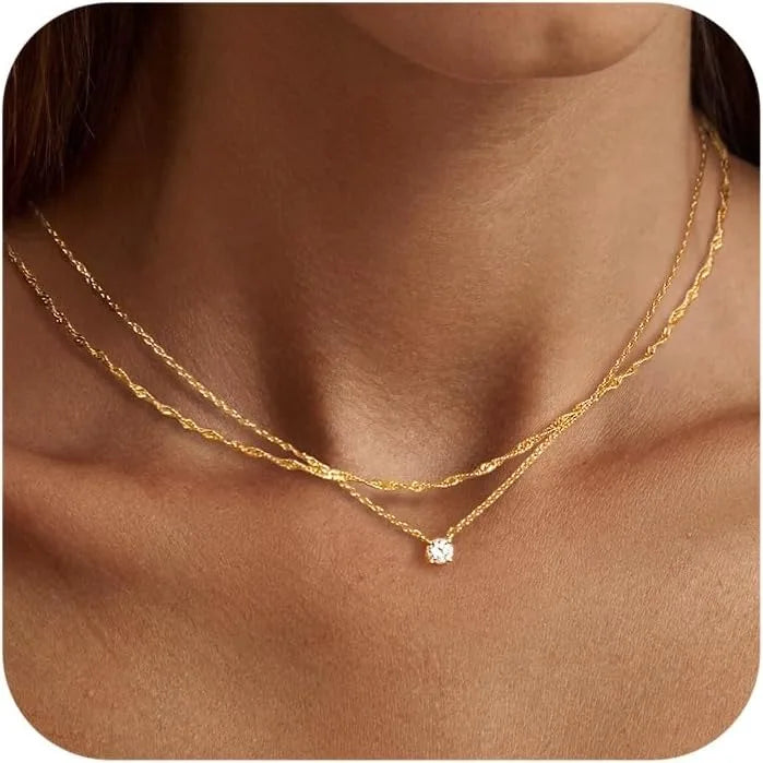 REBECCA™ | Collana a più fili minimalista – Eleganza senza tempo con ciondolo in zirconia cubica
