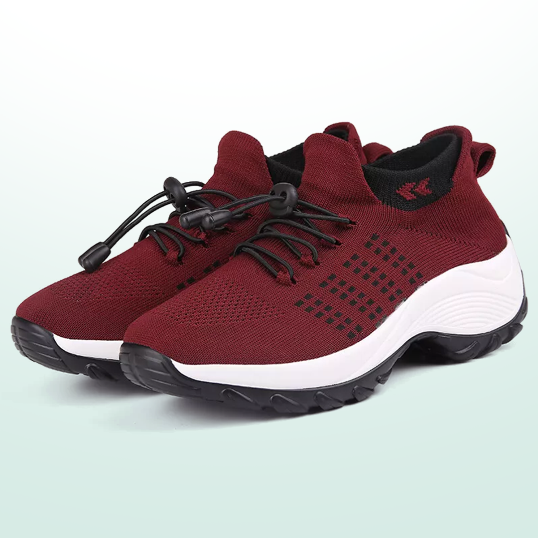 Scarpe Ambulo Comfort in Tessuto Knit - Nero e Rosso, il Tuo Stile Confortevole!
