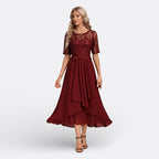Mariana – Abito in Pizzo Elegante con Maniche Corte per un Look Unico