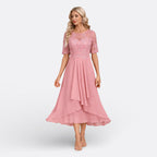 Mariana – Abito in Pizzo Elegante con Maniche Corte per un Look Unico