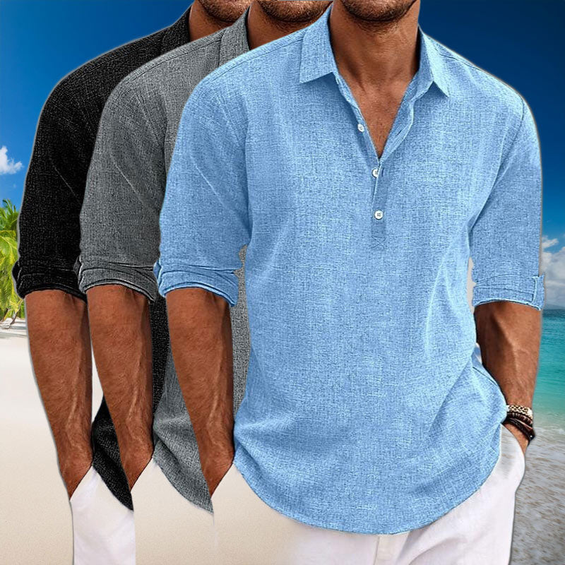 Tyler - Elegante Camicia Casual in Lino a Maniche Lunghe per un Look Fresco