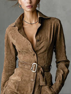 Nalea™ | Elegante Abito Lungo in Suede Sintetico per uno Stile Moderno