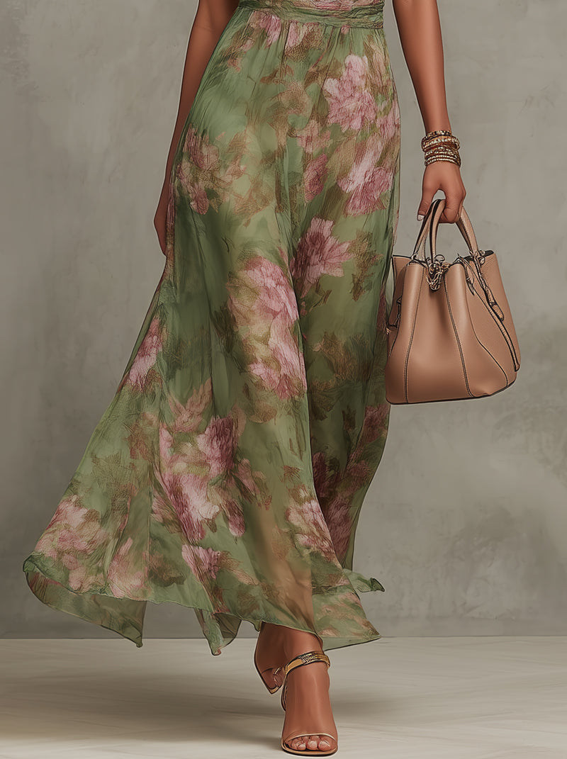 Livia | Maxi Abito Floreale con Scollatura Halter - Eleganza e Stile per Ogni Occasione!