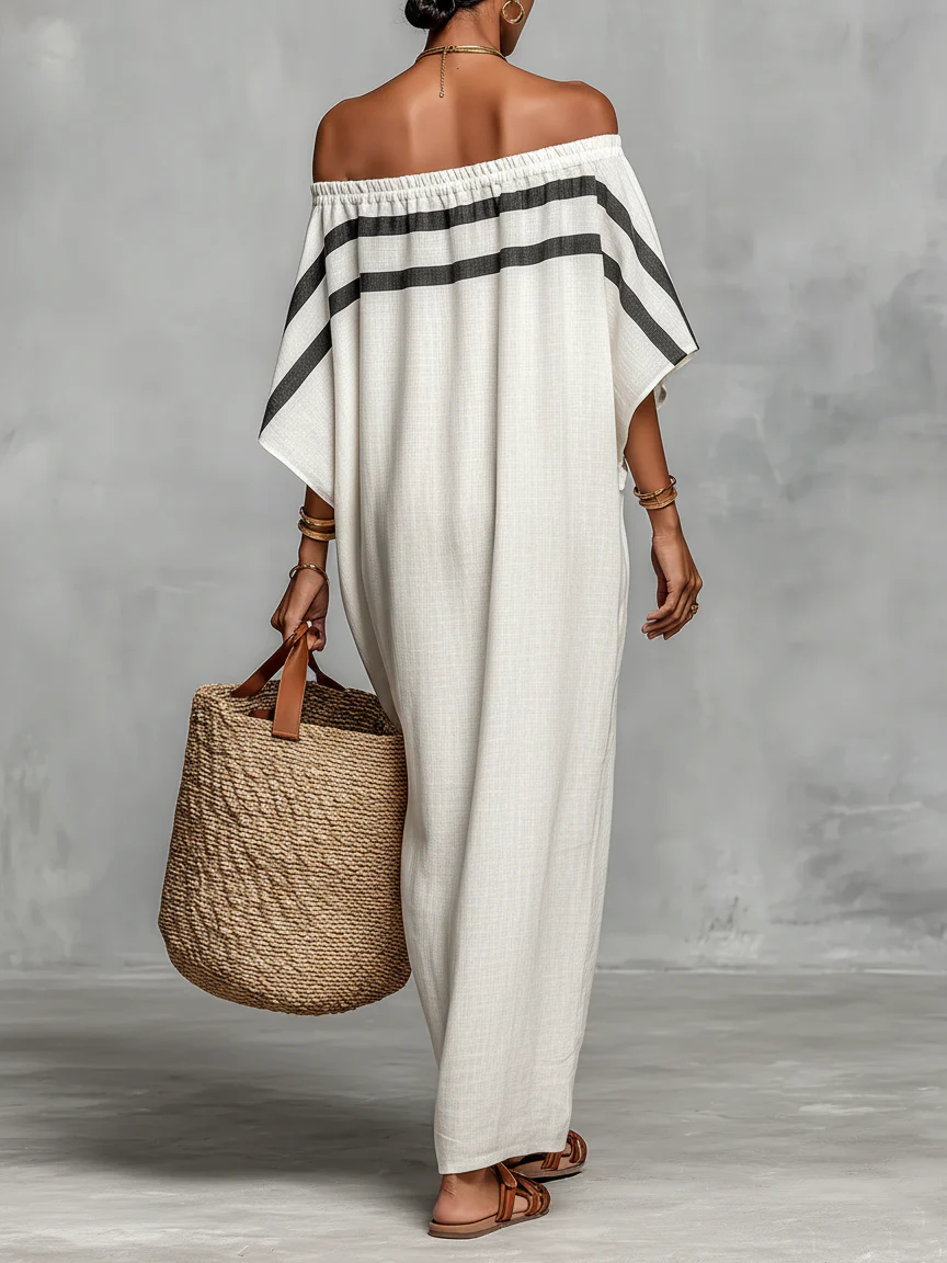 Aveline™ | Abito Maxi Off-Shoulder con Maniche a Pipistrello - Eleganza e Stile Unici!