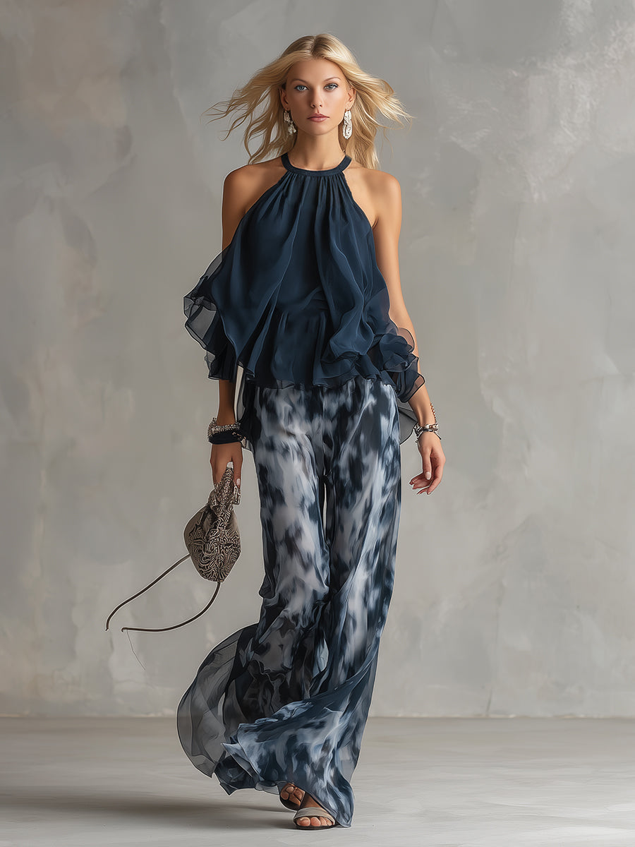 Élise | Completo Chic e Leggero: Top Fluido e Pantaloni Larghi per uno Stile Elegante