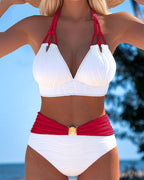 Tuuli™ | Costume da Bagno Alta Vita con Spalline Doppie e Colori a Contrasto - Stile e Comfort per l'Estate!