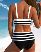 ALINA™ | Bikini a Strisce con Vita Alta - Stile e Comfort per l'Estate!