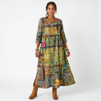 Amélia - Abito Midi con Stampa Astratta: Eleganza Unica per Ogni Occasione!