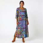 Amélia - Abito Midi con Stampa Astratta: Eleganza Unica per Ogni Occasione!