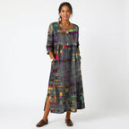 Amélia - Abito Midi con Stampa Astratta: Eleganza Unica per Ogni Occasione!