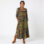 Amélia - Abito Midi con Stampa Astratta: Eleganza Unica per Ogni Occasione!