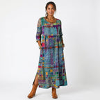 Amélia - Abito Midi con Stampa Astratta: Eleganza Unica per Ogni Occasione!