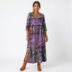 Amélia - Abito Midi con Stampa Astratta: Eleganza Unica per Ogni Occasione!