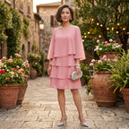 Rosário - Abito a Strati con Maniche a Campana: Eleganza e Stile Unici