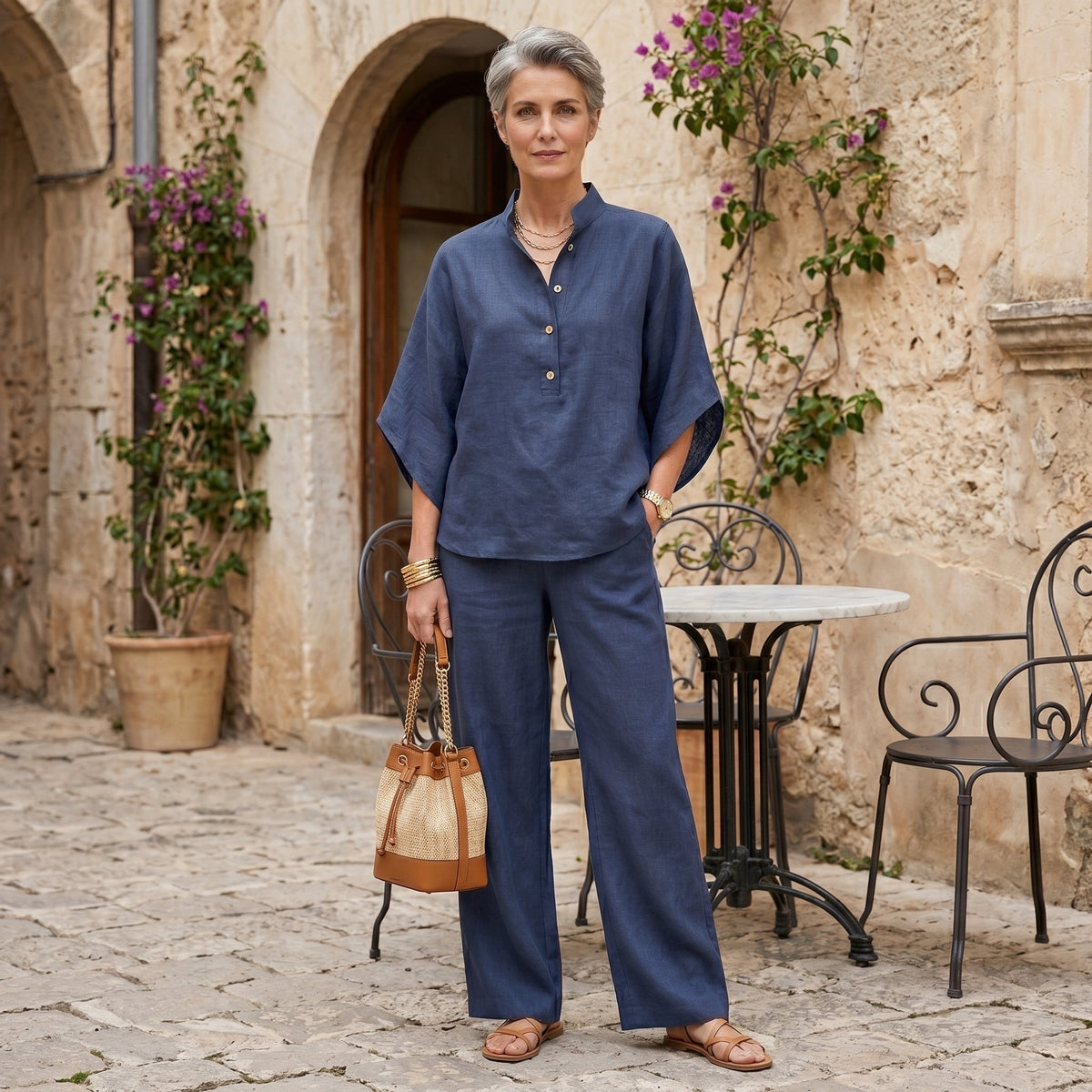 Completo in Lino Aurora con Bottoni - Eleganza Naturale per Ogni Occasione!