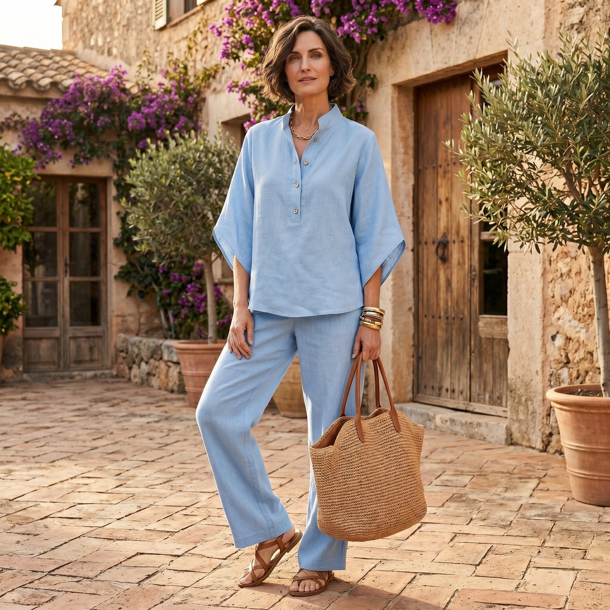 Completo in Lino Aurora con Bottoni - Eleganza Naturale per Ogni Occasione!