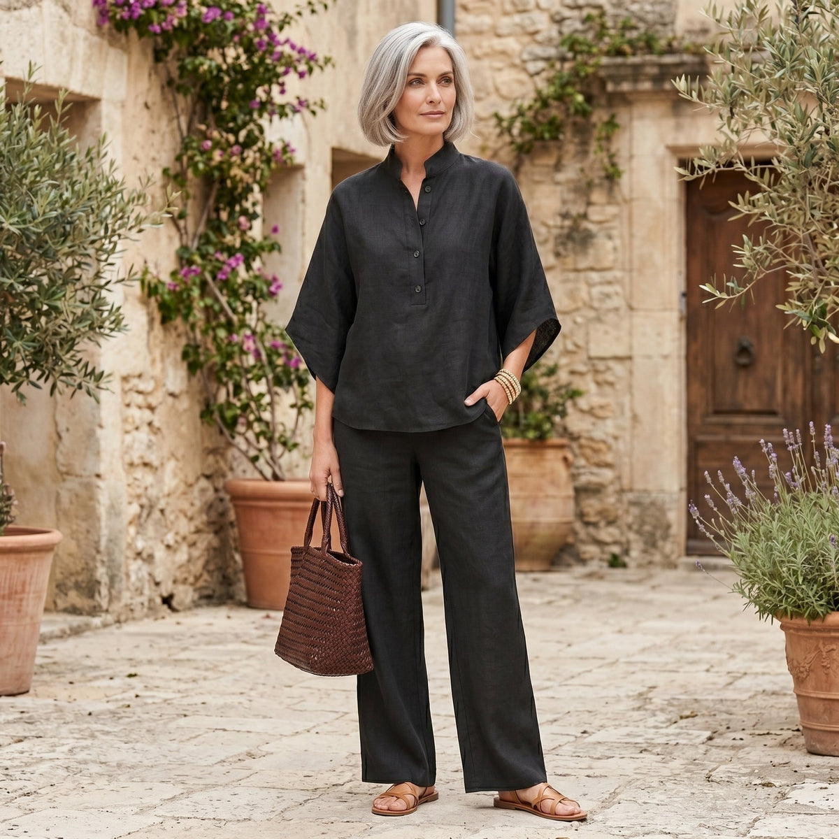Completo in Lino Aurora con Bottoni - Eleganza Naturale per Ogni Occasione!