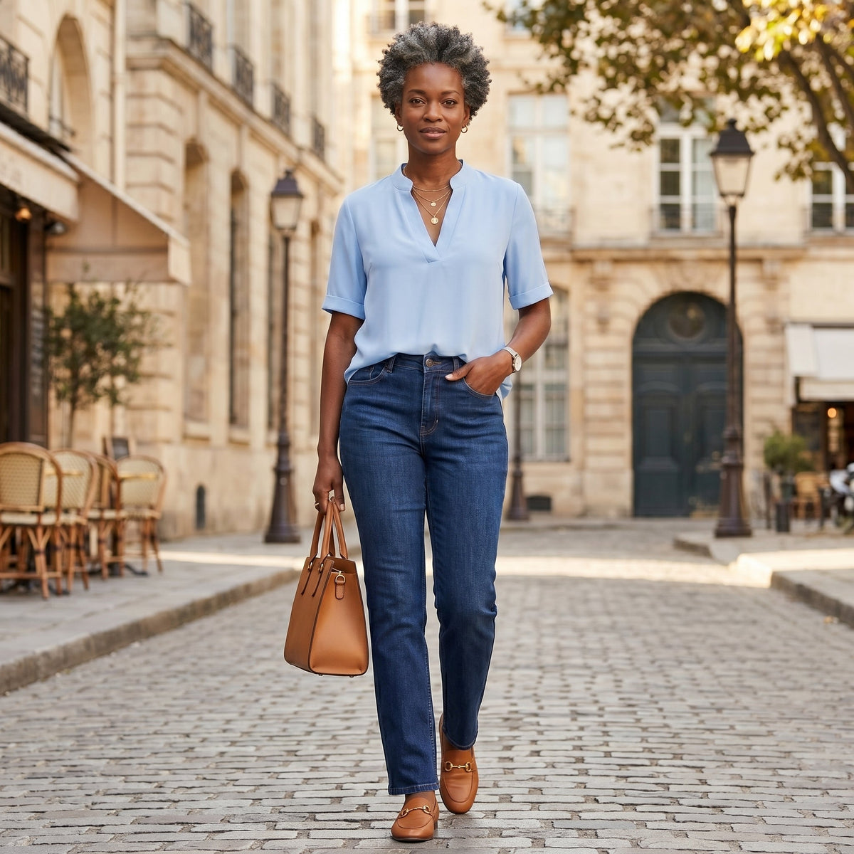 Célia - Blusa Fluida con Collo a V Elegante e Versatile