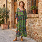 Amélia - Abito Midi con Stampa Astratta: Eleganza Unica per Ogni Occasione!