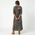 Amélia - Abito Midi con Stampa Astratta: Eleganza Unica per Ogni Occasione!