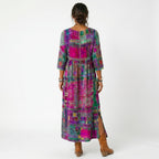 Amélia - Abito Midi con Stampa Astratta: Eleganza Unica per Ogni Occasione!