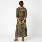 Amélia - Abito Midi con Stampa Astratta: Eleganza Unica per Ogni Occasione!