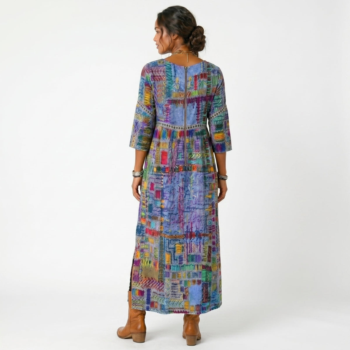 Amélia - Abito Midi con Stampa Astratta: Eleganza Unica per Ogni Occasione!