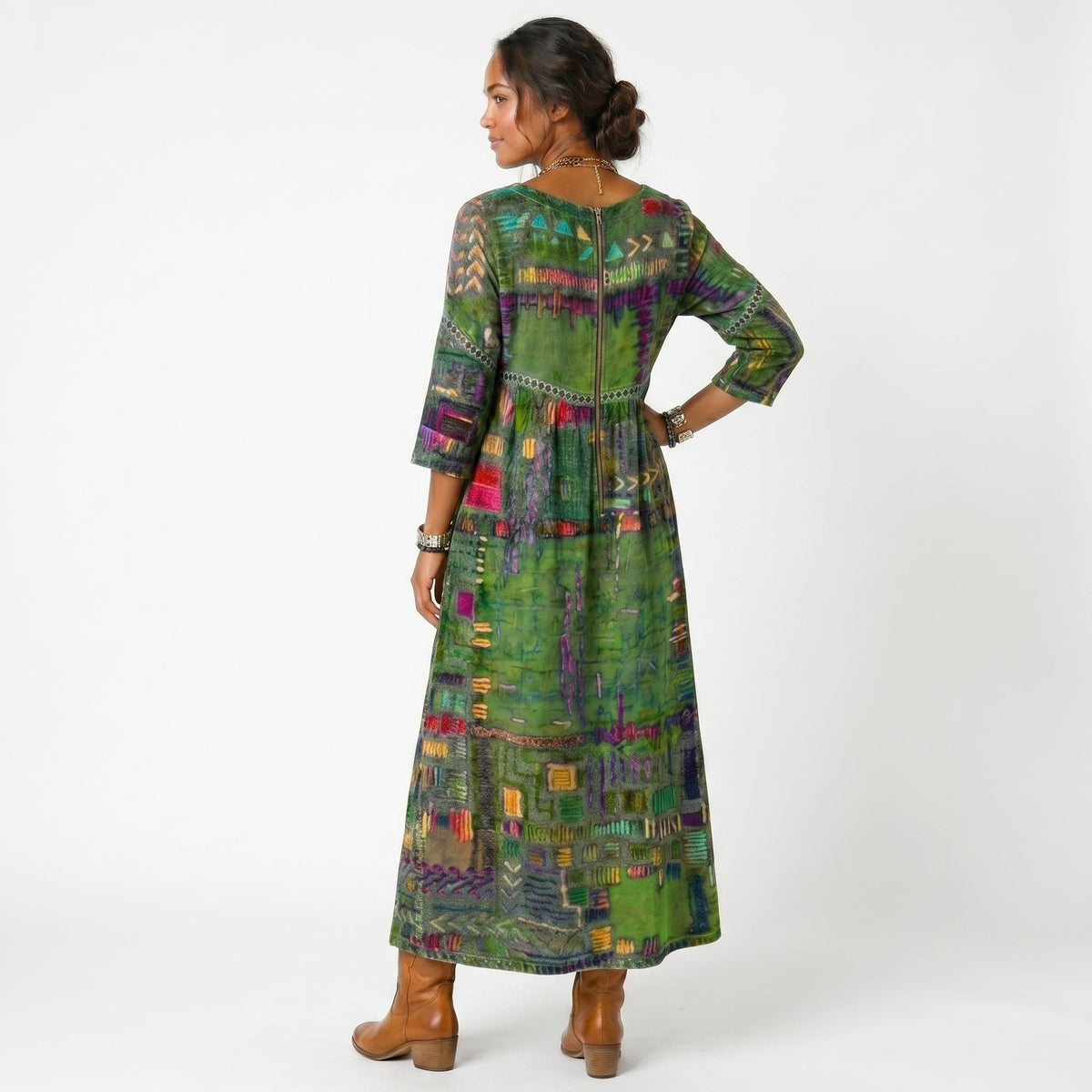 Amélia - Abito Midi con Stampa Astratta: Eleganza Unica per Ogni Occasione!