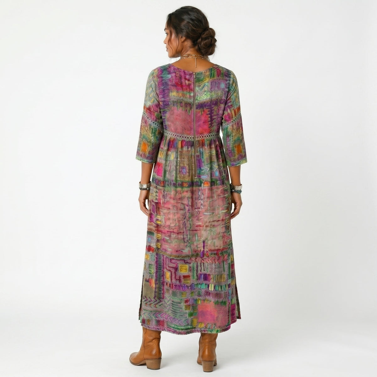 Amélia - Abito Midi con Stampa Astratta: Eleganza Unica per Ogni Occasione!