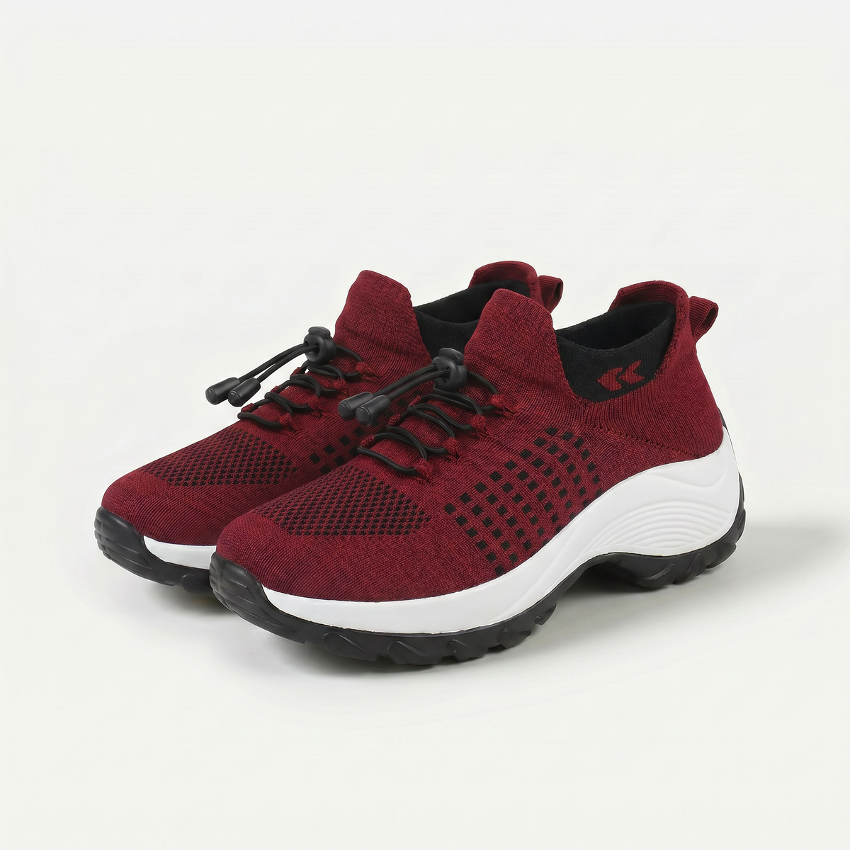 Scarpe Ambulo Comfort in Tessuto Knit - Nero e Rosso, il Tuo Stile Confortevole!