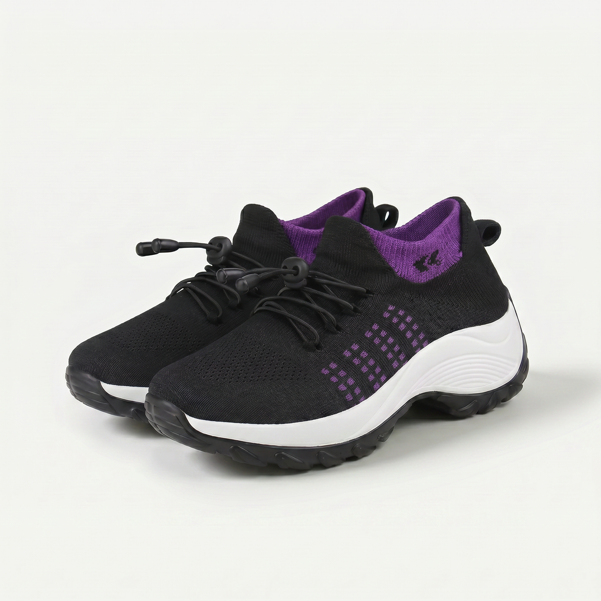 Scarpe Ambulo Comfort in Tessuto a Maglia - Stile Viola e Nero per il Tuo Comfort Quotidiano