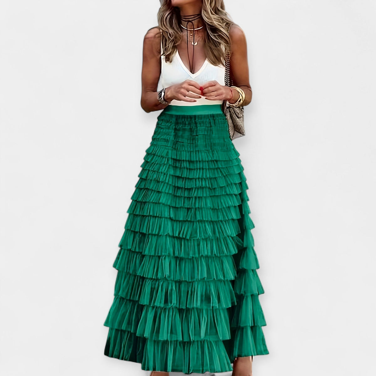 Stupenda Gonna Boho in Raso: Eleganza e Stile Unico